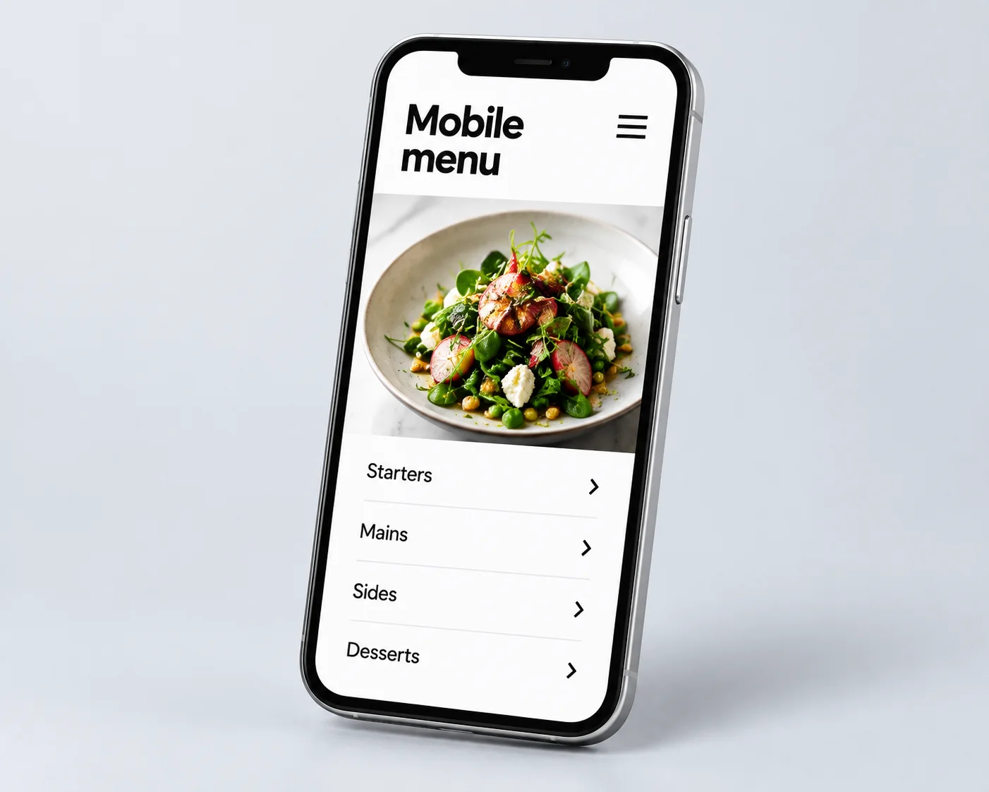 Mobile menu — illustrative service concept