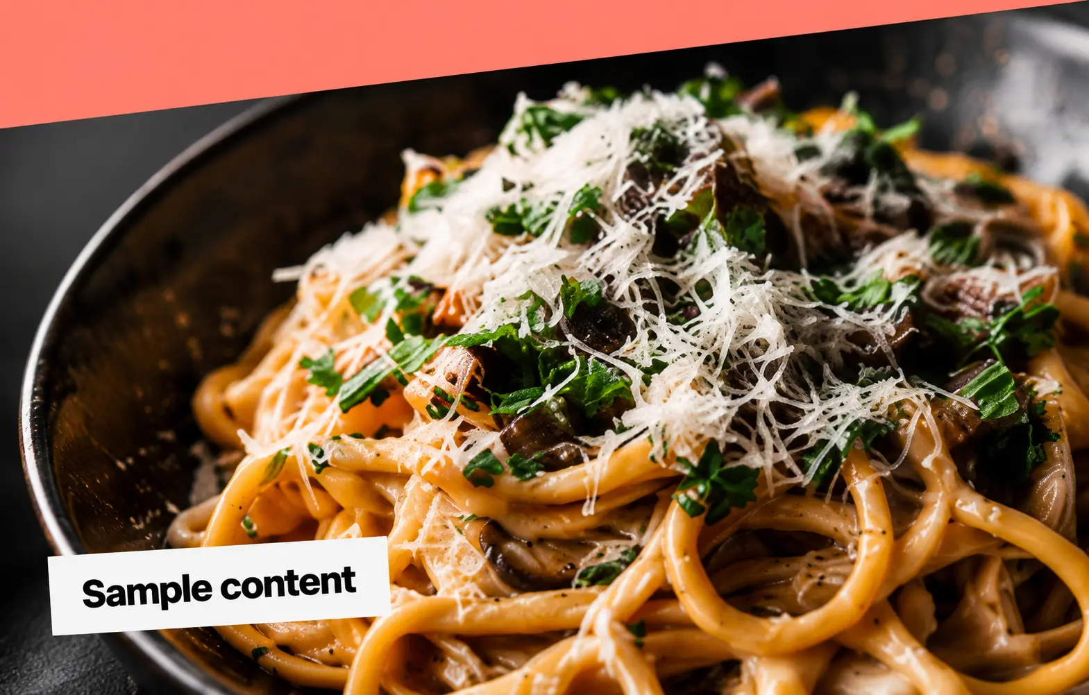 Fresh pasta with herbs and finely grated cheese